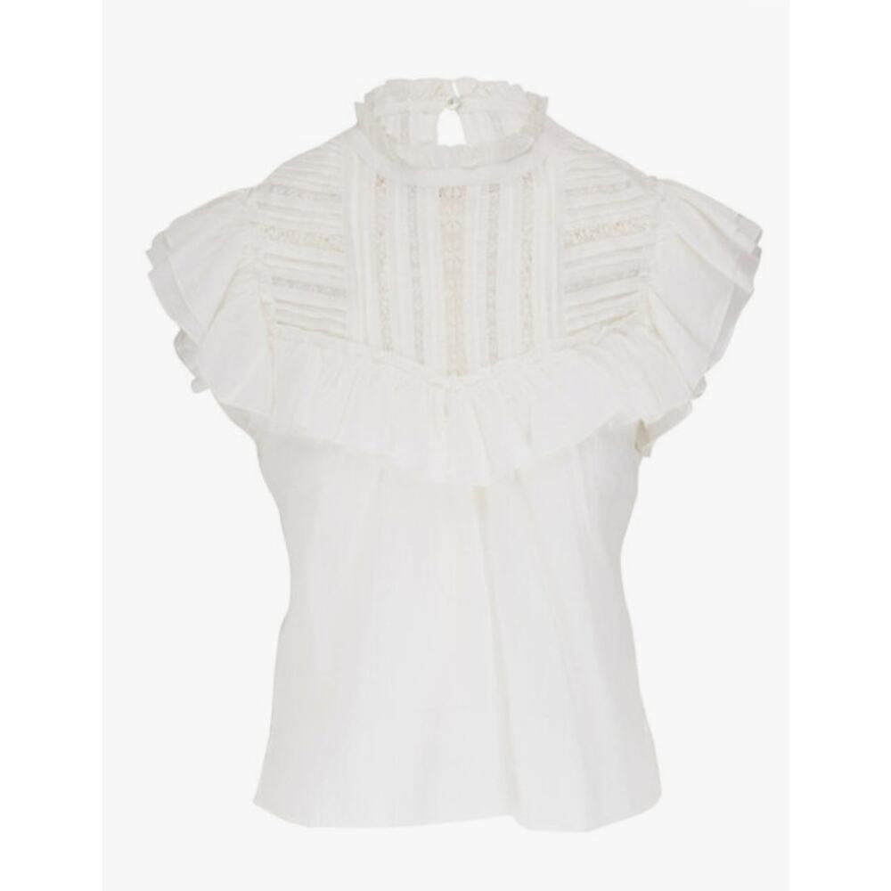 Veronica Beard Tamsyn White Ladies Ruffle Trip Top Size 6